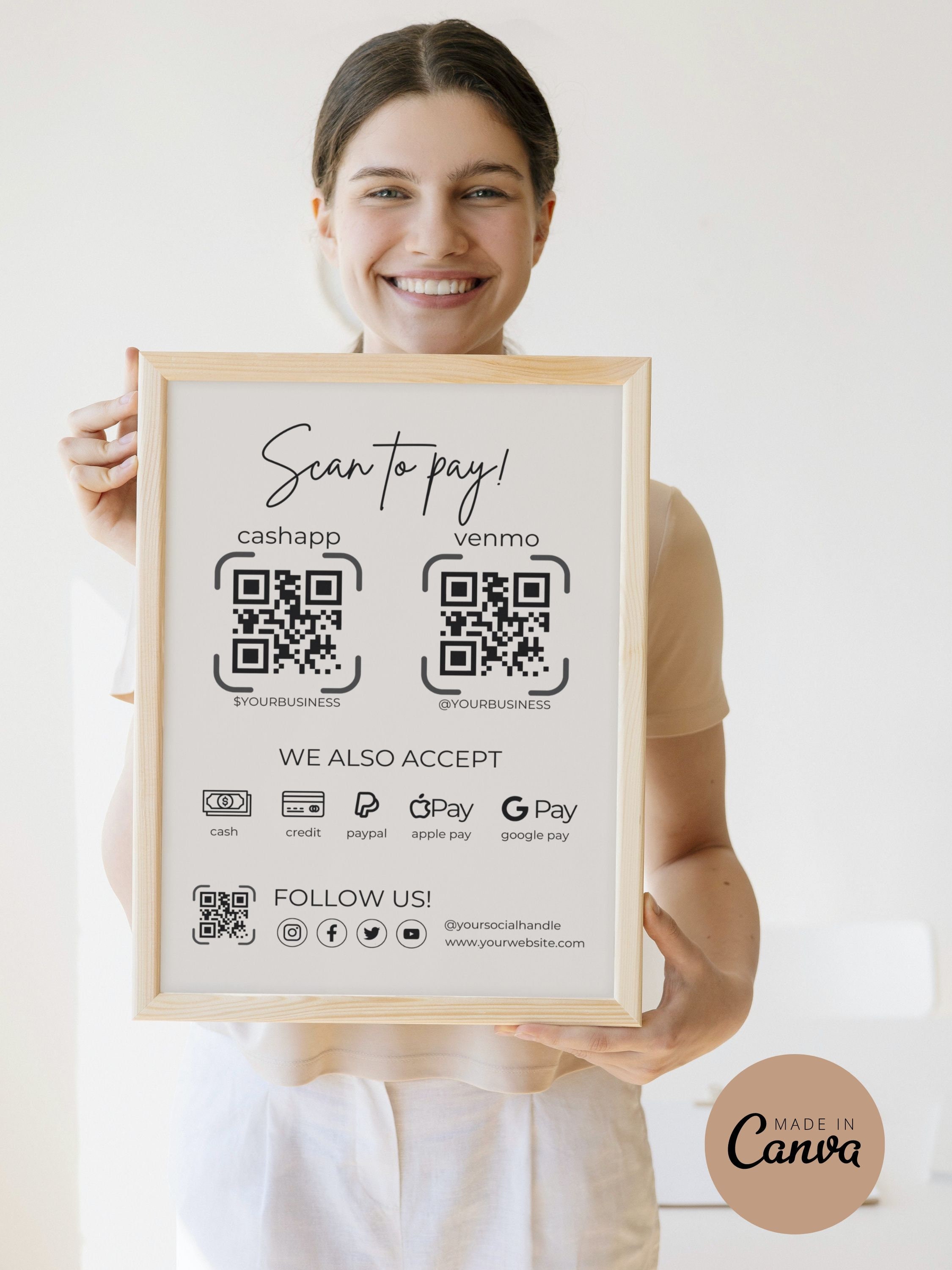 Editable Hairstylist QR Code Sign QR Code Template Hairdresser Etsy