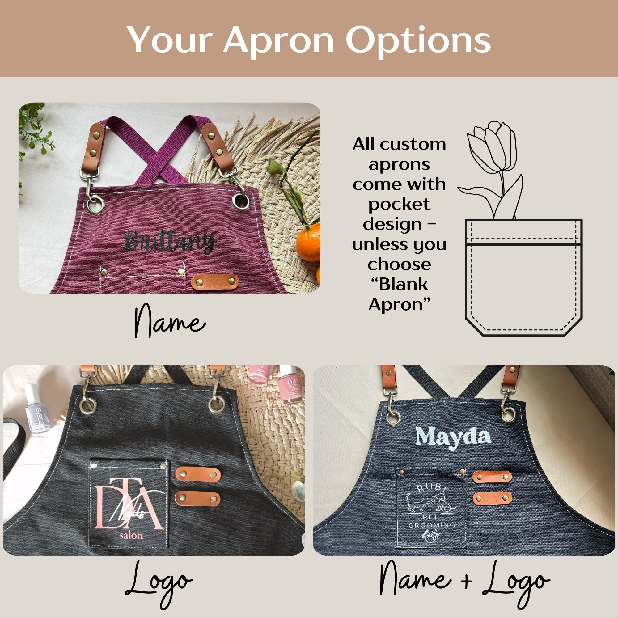Custom Garden Apron With Pocket Logo Apron for Florist Gift Idea for ...
