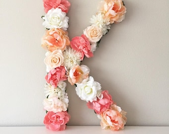 Große Blume Buchstabe Blumen Kinderzimmer Buchstabe Personalisierte Buchstabe Kinderzimmer Wandbehang Mädchen Zimmer Dekor Baby Buchstabe Buchstabe Wand Kunst