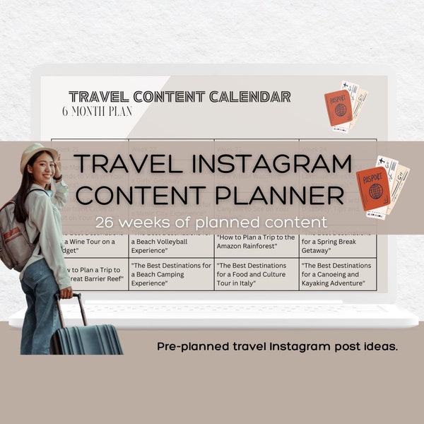 Travel Content Planning Calendar Travel Agent Content Planner Travel Instagram Posting Planner Travel Agency Instagram Post Content Ideas