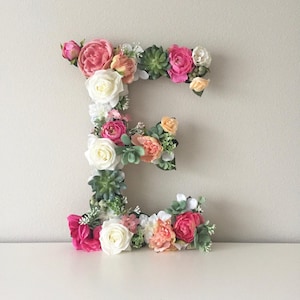 Carta Floral de Madeira 19" 24" Carta de Flor Personalizada Carta de Casamento Carta de Berçário Carta de Bebê Arte de Berçário Presente de Chá de Bebê Decoração de Chá