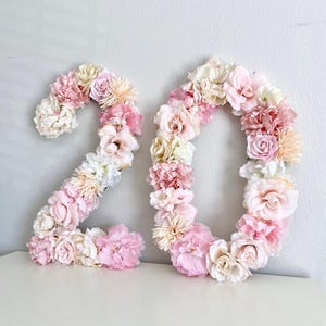 Floral Number Birthday Photo Prop 20th Birthday Decor 20th Birthday Party 21st Birthday Decorations Pink and Gold Birthday Decorations