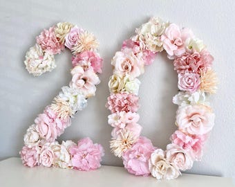 Floral Zahl Geburtstag Foto Requisite 20. Geburtstag Dekor 20. Geburtstagsparty 21. Geburtstag Dekorationen Rosa und Gold Geburtstag Dekorationen