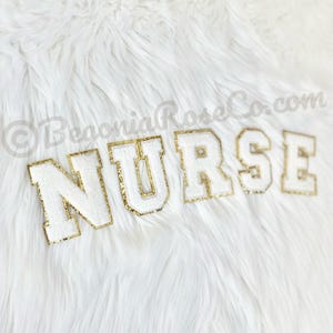 Parches con letras de ENFERMERA, parches para coser o planchar, parche de chenilla, regalo para enfermera, sudadera de enfermera, camiseta de enfermera, regalo para la escuela de enfermería, parche de agradecimiento para enfermera