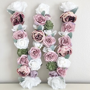 Carta de flor Boho Floral Carta Shabby Chic Decoração de berçário Vintage Berçário Boho Berçário Floral Berçário Parede de flores Monograma floral