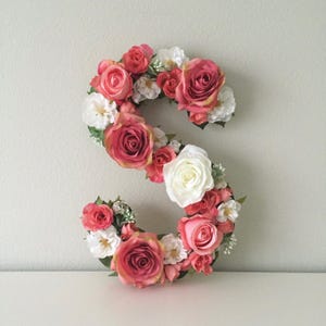 Placa de nome de berçário Berçário Boho Floral Carta Berçário Flor Carta Rosa Tema de berçário Flor Berçário Flor Chá de bebê Floral Bebê