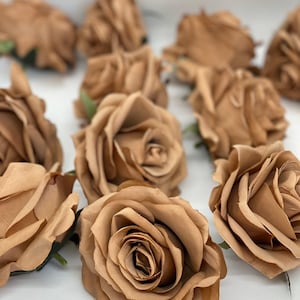 3.5&quot; Toffee Brown Rose Flower Brown Artificial Rose Brown Artificial Flower Brown Faux Flower Brown Boho Wedding Decor Toffee Wedding