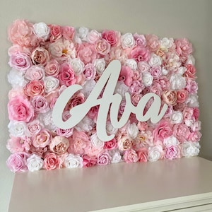 Floral Girl Nursery Wall Decor Baby Name Sign Nursery Floral Nursery Wall Art Flower Wall Hanging Name Wall Sign Girl Room Decor Girl
