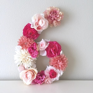 Número de flor Número floral Decoração de aniversário infantil Decoração de festa de aniversário Número de aniversário Letra floral Letra de flor Decoração de aniversário rosa