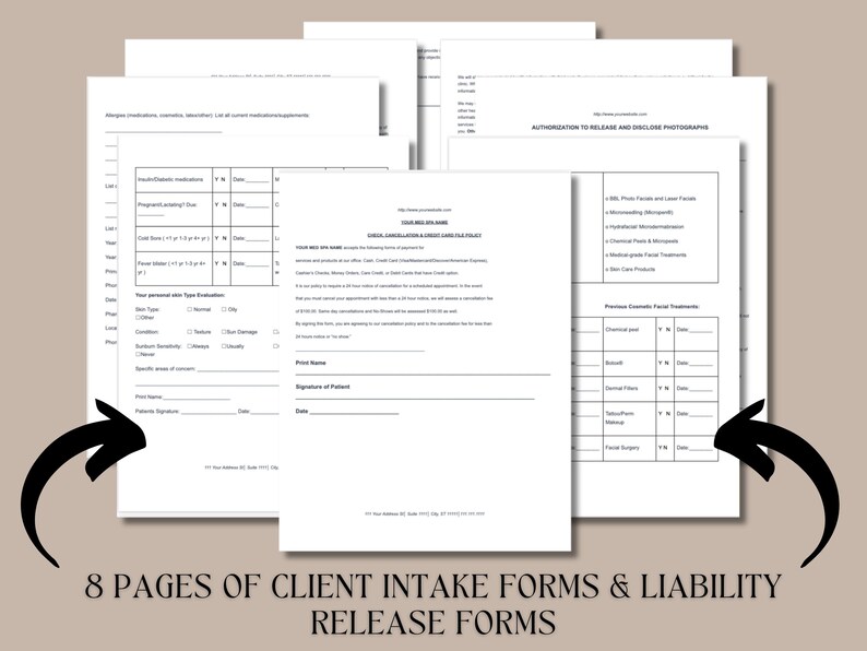 Esthetician Post Med Spa Social Media Facial Intake Form Client Intake form