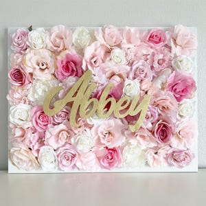 Flower Wall Name Sign Nursery Wall Decor Personalized Girl Bedroom Decor Girl Nursery Name Sign Flower Letter Sign Custom Name Sign Wood