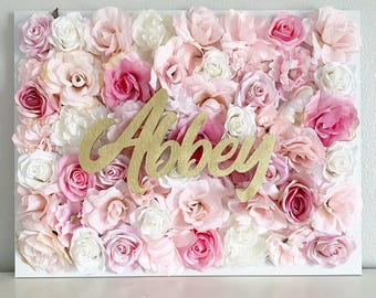 Flower Wall Name Sign Nursery Wall Decor Personalized Girl Bedroom Decor Girl Nursery Name Sign Flower Letter Sign Custom Name Sign Wood
