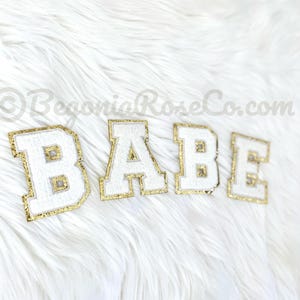 Parches con letras BABE, parches para coser o planchar, parches de chenilla, sudadera con BABE, parche con BABE, camiseta con BABE, regalo para el mejor amigo, regalo para el mejor amigo, camiseta con el mejor amigo