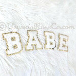 Parches con letras BABE, parches para coser o planchar, parches de chenilla, sudadera con BABE, parche con BABE, camiseta con BABE, regalo para el mejor amigo, regalo para el mejor amigo, camiseta con el mejor amigo