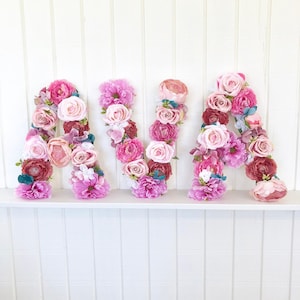 Carta Floral Personalizada 19" 24" Carta Flor Carta Berçário Floral Número Flor Número Grande Letra Floral Monograma Floral Bebê Menina