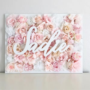 Floral Nursery Decor Girl Girl Name Sign Decor Custom Name Sign Girl Decor Blush Nursery Decor Nursery Pink and Gold Baby Shower Sign