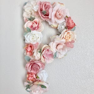 Floral Letter 19&quot; 24&quot; Flower Letter Nursery Letter Light Pink Nursery Decor Wall Letter Wedding Letter Flower Initial Letter Nursery