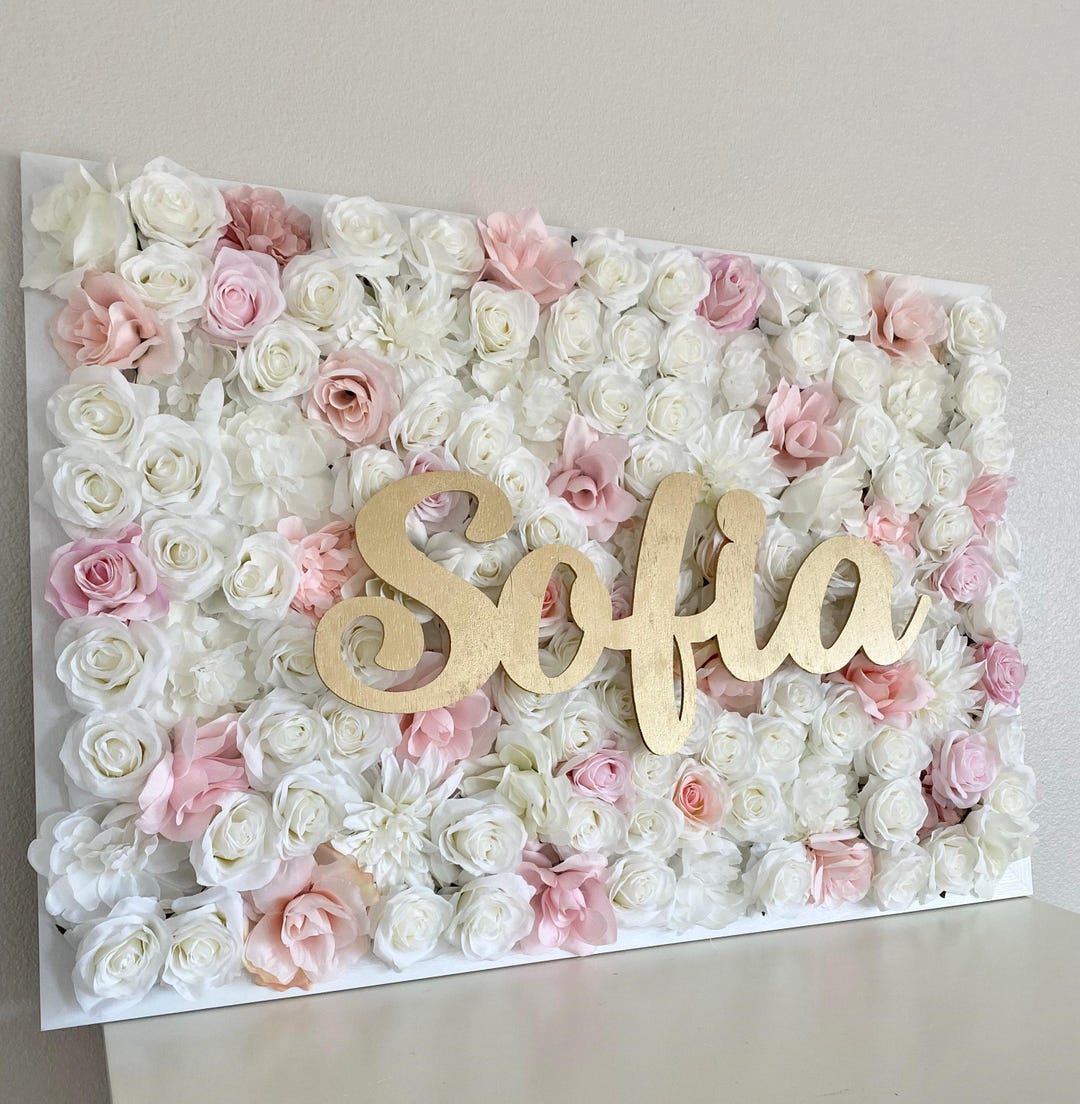 Blush Pink Nursery Decor Flower Wall Nursery Decor Girl Baby Girl Name ...