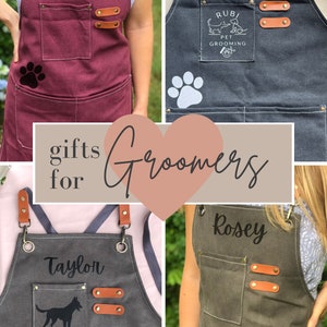 CMNIM Hundepflege-Schürze Wasserdicht – Mit Taschen, Verstellbar & Niedlichem Hunde-Design