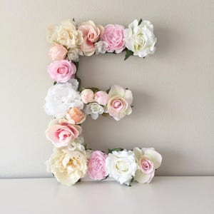 Letra floral grande, letra floral grande, monograma floral, número floral, decoración shabby chic, letra vintage para boda, niña, guardería, 48 x 61 cm