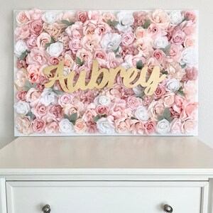 Baby Girl Nursery Decor Girl Wall Art Name Sign Nursery Name Sign for Baby Girl Flower Wall Decor Flower Wall Panel Floral Wall Decor