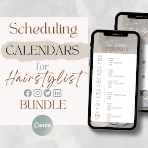 Hairstylist Scheduling Weekly Planner Instagram Template Hair Care Monthly Calendar Instagram Template Hairstylist Weekly Planner Booking
