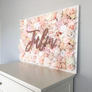 Blush Pink Nursery Decor Flower Wall Nursery Decor Girl Baby Girl Name ...