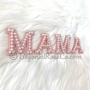 Parches con letras MAMA para coser o planchar, parche de chenilla, decoración para baby shower, regalo para mamá, decoración para baby shower, parche para chaqueta de mamá, camisa de mamá