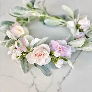 Blush Flower Crown Blush Wedding Flower Hairpiece Boho Bridal Shower Boho Baby Shower Floral Hair Wreath Bride Flower Crown Wedding