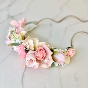 Baby First Birthday Floral Crown Baby Flower Crown Headband First Birthday Boho Crown 1st Birthday Girl Outfit Crown Baby Flower Crown