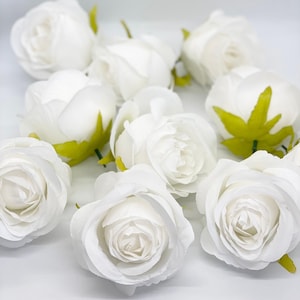 Artificial White Rose 3&quot; White Wedding Flower White Wedding Bouquet Flower White Silk Flower White Cabbage Rose Garden Rose Cake Rose