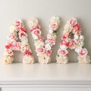Carta personalizada Flor Carta Floral Decoração Chá de Bebê Decoração Festa de Aniversário Decoração de Berçário de Flores Presente de Menina Decoração de Menina
