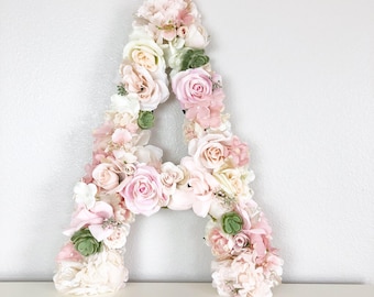 Shabby Chic Floral Letter 15&quot; 19&quot; 24&quot; Flower Letter Wood Letter Wedding Letter Letter Decor Garden Theme Nursery Garden Bridal Shower