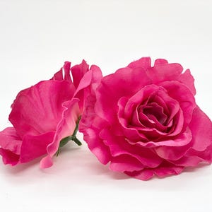 3.5&quot; Large Open Fuchsia Rose Large Hot Pink Rose Fuchsia Silk Flower Fuchsia Artificial Flower Fuchsia Wedding Flower Fuchsia Party Flower