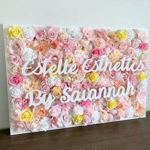 Flower Wall Name Decor Wall Nursery Wall Decor Girl Nursery Floral Name Sign Floral Wall Hanging Metallic Name Sign Nursery Name Decor