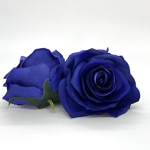 3.5&quot; Deep Blue Artificial Rose Royal Blue Artificial Flower Blue Silk Flower Rose Blue Rose Royal Blue Wedding Flower Deep Blue Floral Rose