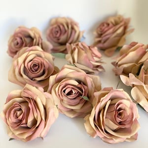 3.5&quot; Rose Gold / Brown Rose Flower Pinkish Brown Artificial Rose Brown Artificial Flower Brown Mauve Faux Flower Brown Boho Wedding Decor