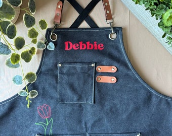 Apron for Florist Gardening Apron with Pockets Gift for Gardener Apron Personalized Garden Apron with Pockets Gardening Gift Apron for Women