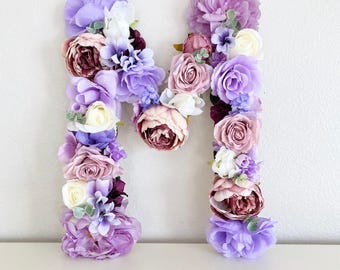 Floral Letter Flower Letter Nursery Decor Purple Floral Letter Purple Birthday Party Decor Floral Letter for Wedding Flower Initial Wedding