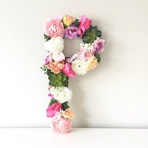 Letra Floral GRANDE 15" 19" ou 24" Letra Flor Personalizada Letra Flor Decoração Suculenta Boho Berçário Tema Boho Chá de Bebê Boho
