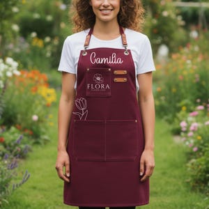 Custom Garden Apron with Pocket Logo Apron for Florist Gift Idea for Gardener Apron Logo Gardening Gift for Women Apron for Gardening Apron