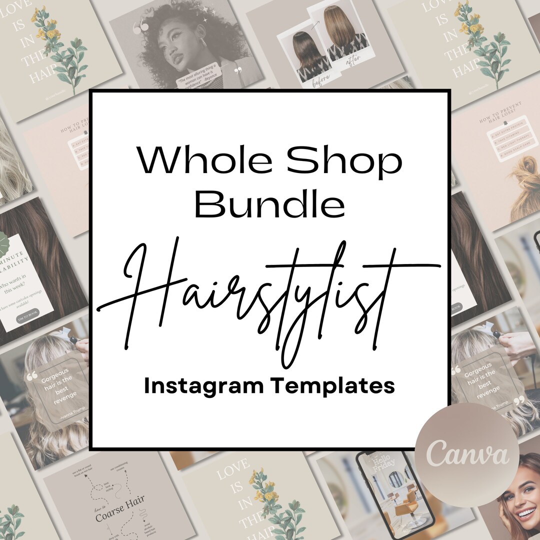 Whole Shop Bundle Hairstylist Instagram Templates for Hair Dresser ...