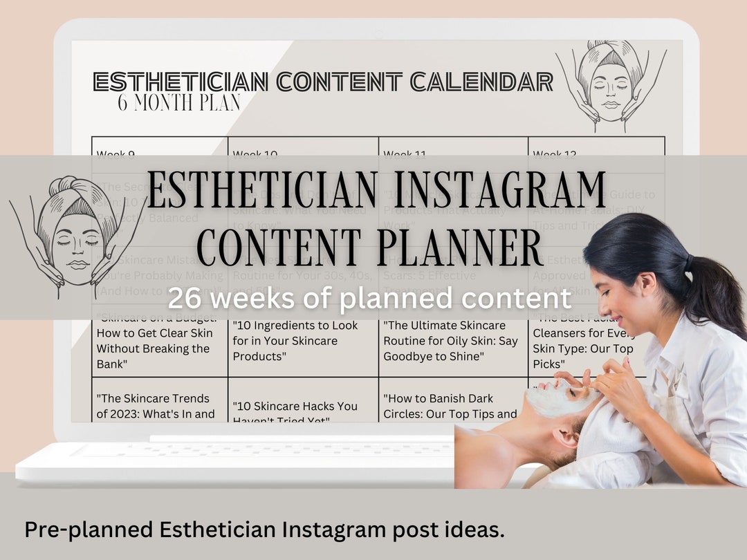 Esthetician Content Planning Calendar Skincare Content Planner Etsy