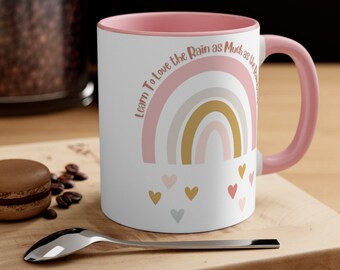 Boho Rainbow Mug, Inspirational Mug, Pastel Rainbow Ceramic Mug, Aesthetic Mug, Rainbow Coffee Cup, Rainbow Pink Mug, Motivational Mug