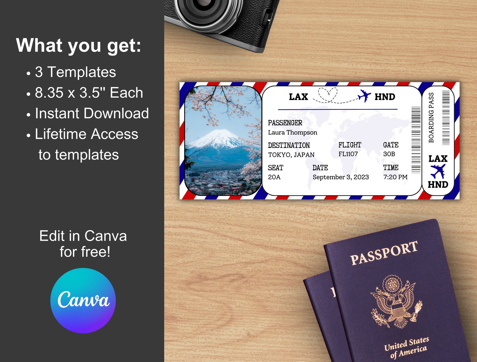 Editable Boarding Pass Template, Printable Plane Ticket, Editable Plane Ticket, DIY Boarding ...