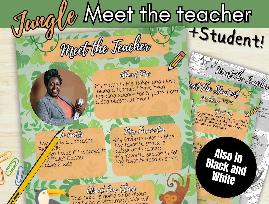 Meet the Teacher Template Jungle Animals Meet the Teacher - Etsy