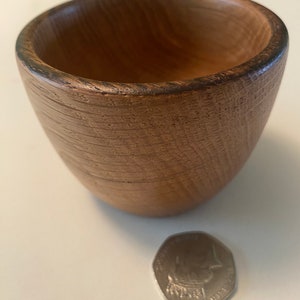 Oak, hand turned wooden pot.