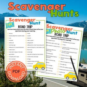 Road Trip Scavenger Hunt Printables - Family Printable Game for Vacation - Road Trip Hunt for Kids