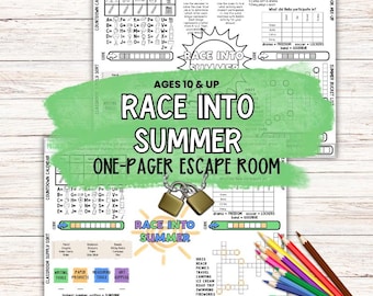 End of School One Page Escape Room for Tweens and Kids, Printable Puzzle Game, Mini Escape Room, Kids Activity Placemat, Classroom Worksheet