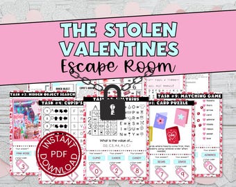 Escape Game Saint-Valentin pour préadolescents et enfants - Jeu d'évasion volés pour la Saint-Valentin - Puzzle à imprimer - Soirée jeux en famille